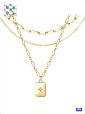 3-Piece Layered Gold Necklace Set - Paperclip Chain, Choker & Long Necklace,